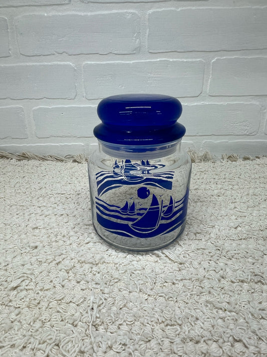 Vintage 80's sailboats stoppered jar