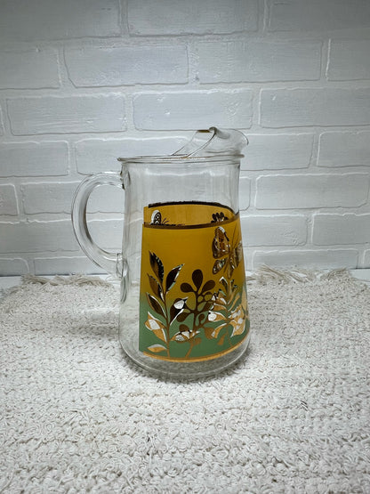 Mid Century butterfly pitcher & glass set