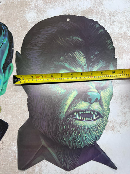 Vintage Universal Movie Monster Dracula, Frankenstein & Wolf Man 1960's Portrait
