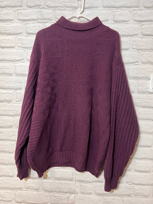 Size L United Colors of Benneton Vintage Shetland Wool Sweater in Purple