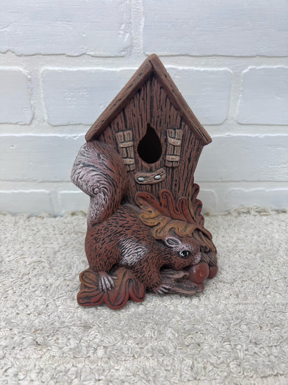Vintage Ceramic Squirrel w/ Birdhouse