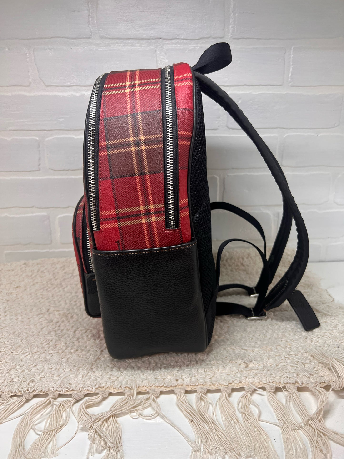 Coach Leather Tartan Plaid Court Backpack Bag