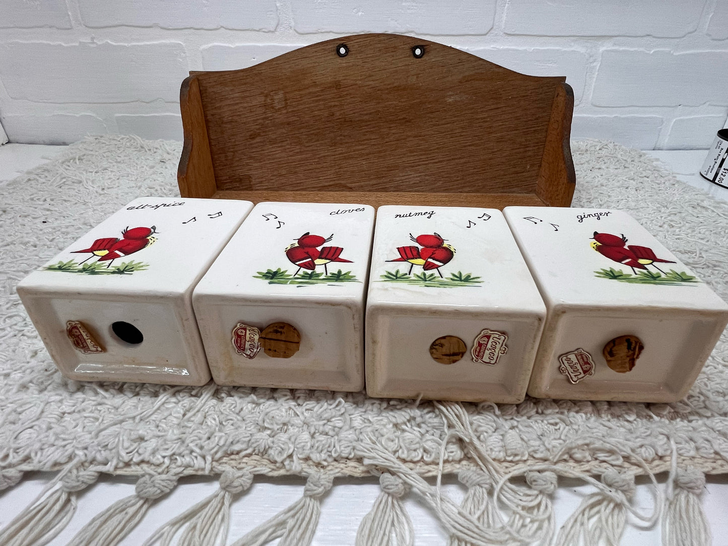 Ucagco Spice Jar Set - Singing Red Bird - Hard to Find