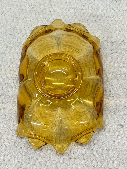 Viking glass MCM amber double crimp footed low bowl