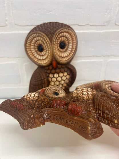 Foam Craft Set of Two 1981 Owl Wall Plaques