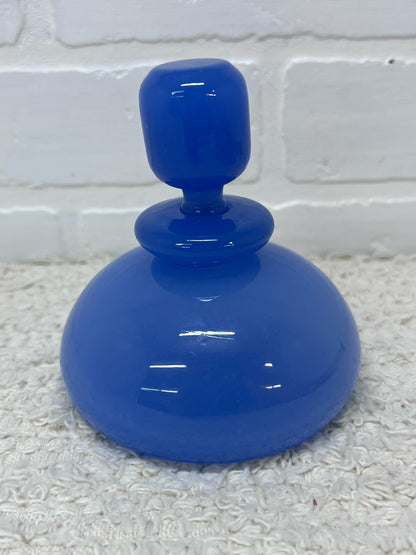 Vintage Mid-Century Blue Opaline Art Glass Perfume Bottle w/ Stopper
