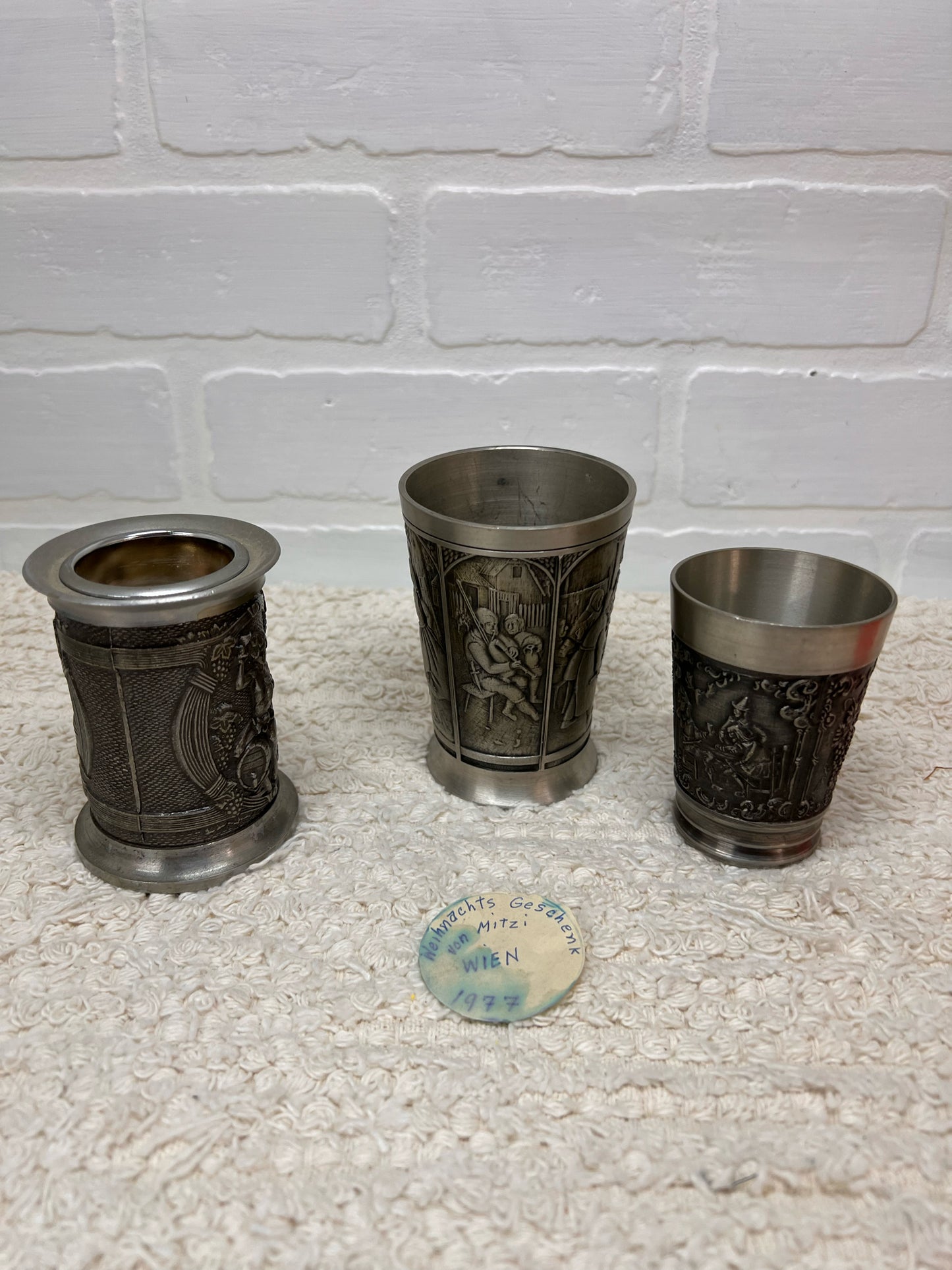 Austrian Pewter Glass Set - Vintage 1970s