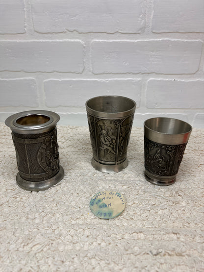 Austrian Pewter Glass Set - Vintage 1970s
