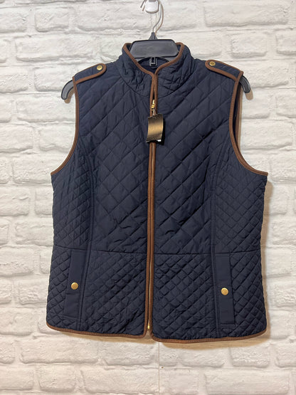 Size L Petite Talbots NWT Navy Blue Fleece Lined Quilted Vest