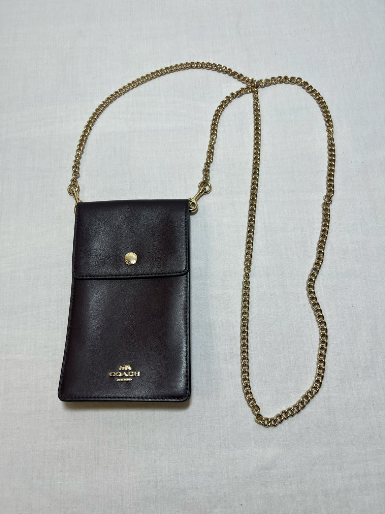 Coach leather dark brown crossbody w/ gold chain strap