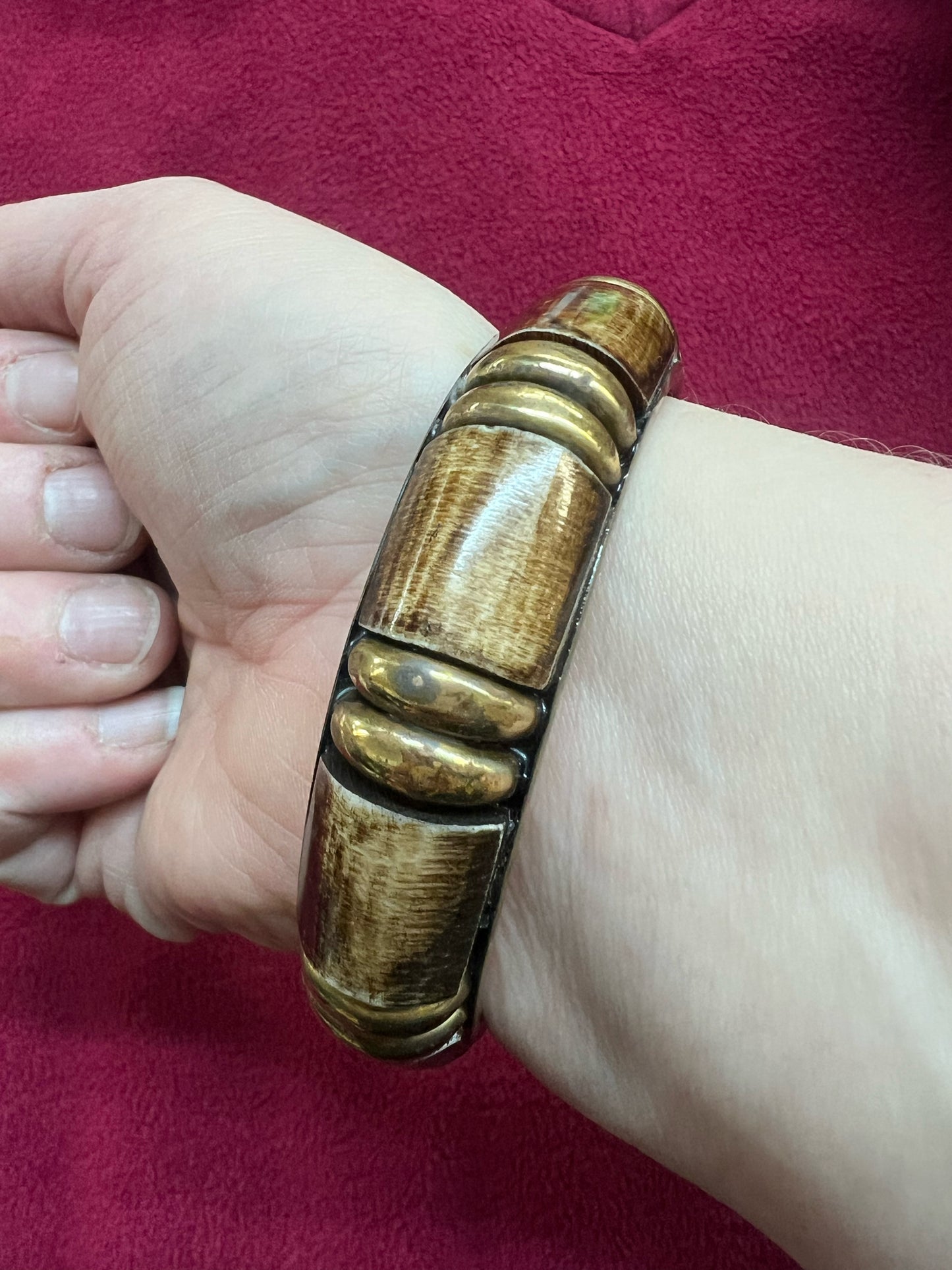 Wood & brass bangle bracelet