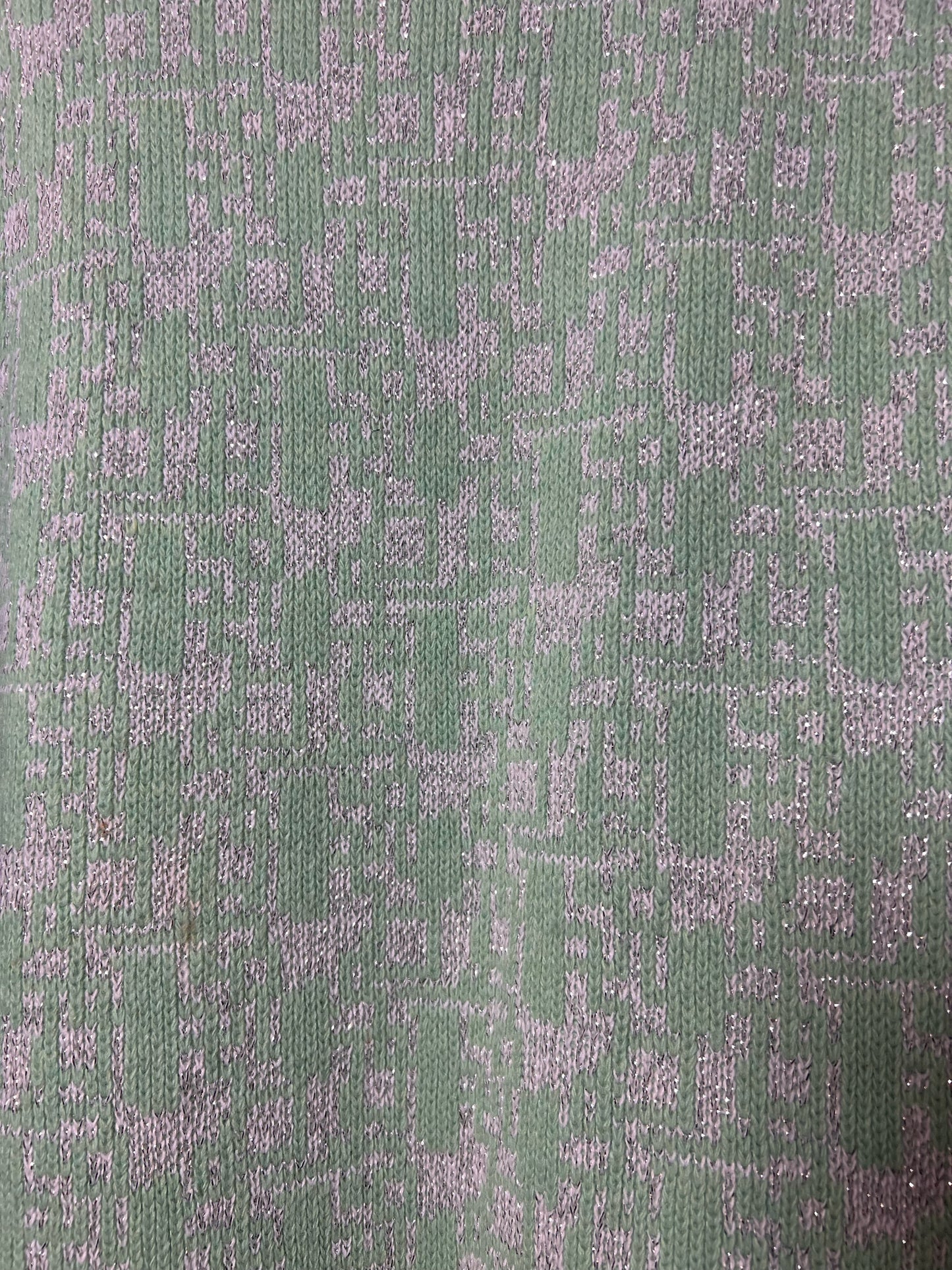 Size M Sally Gee Vintage Mint Green Cardigan with Metallic Detail