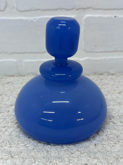 Vintage Mid-Century Blue Opaline Art Glass Perfume Bottle w/ Stopper