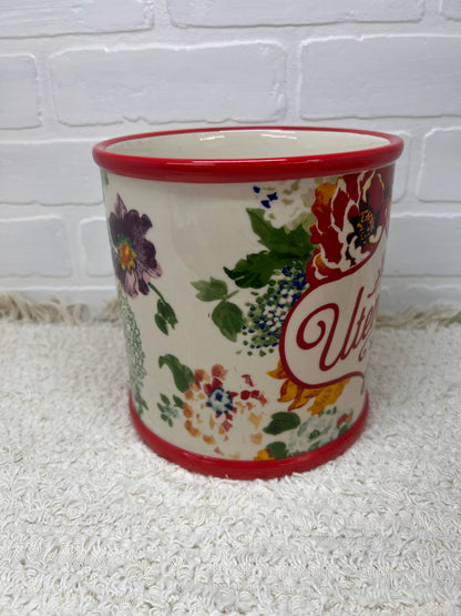 Pioneer Woman Red Floral Utensil Crock
