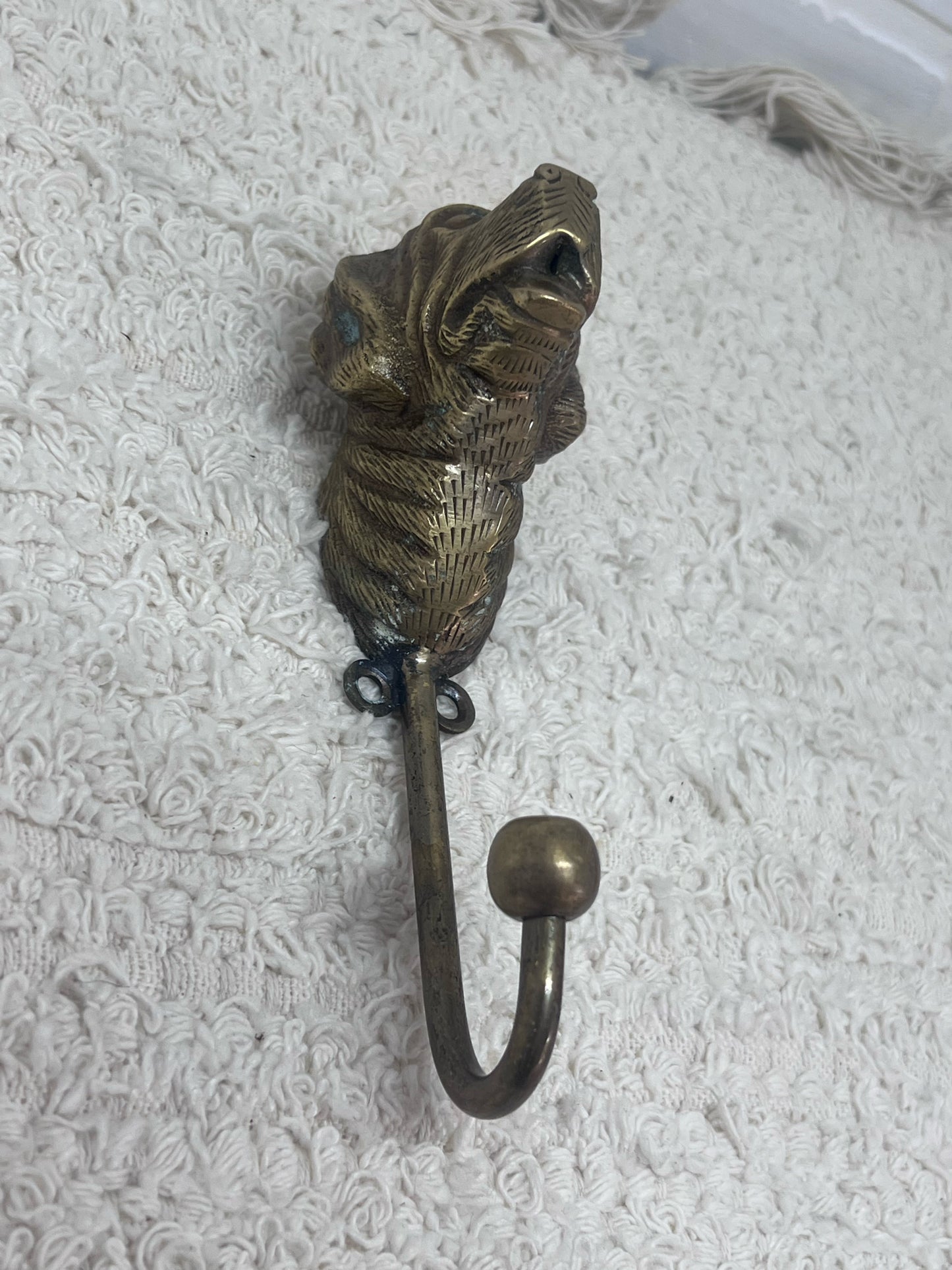 Vintage Brass Dog Head Coat Hook