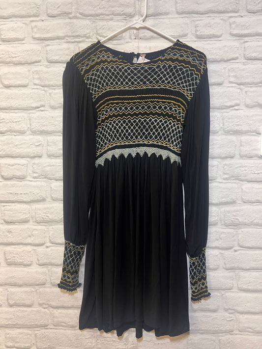 Size S Free People black dress w/ multicolor embroidery