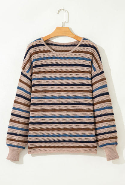 Striped Drop Shoulder Knit Sweater