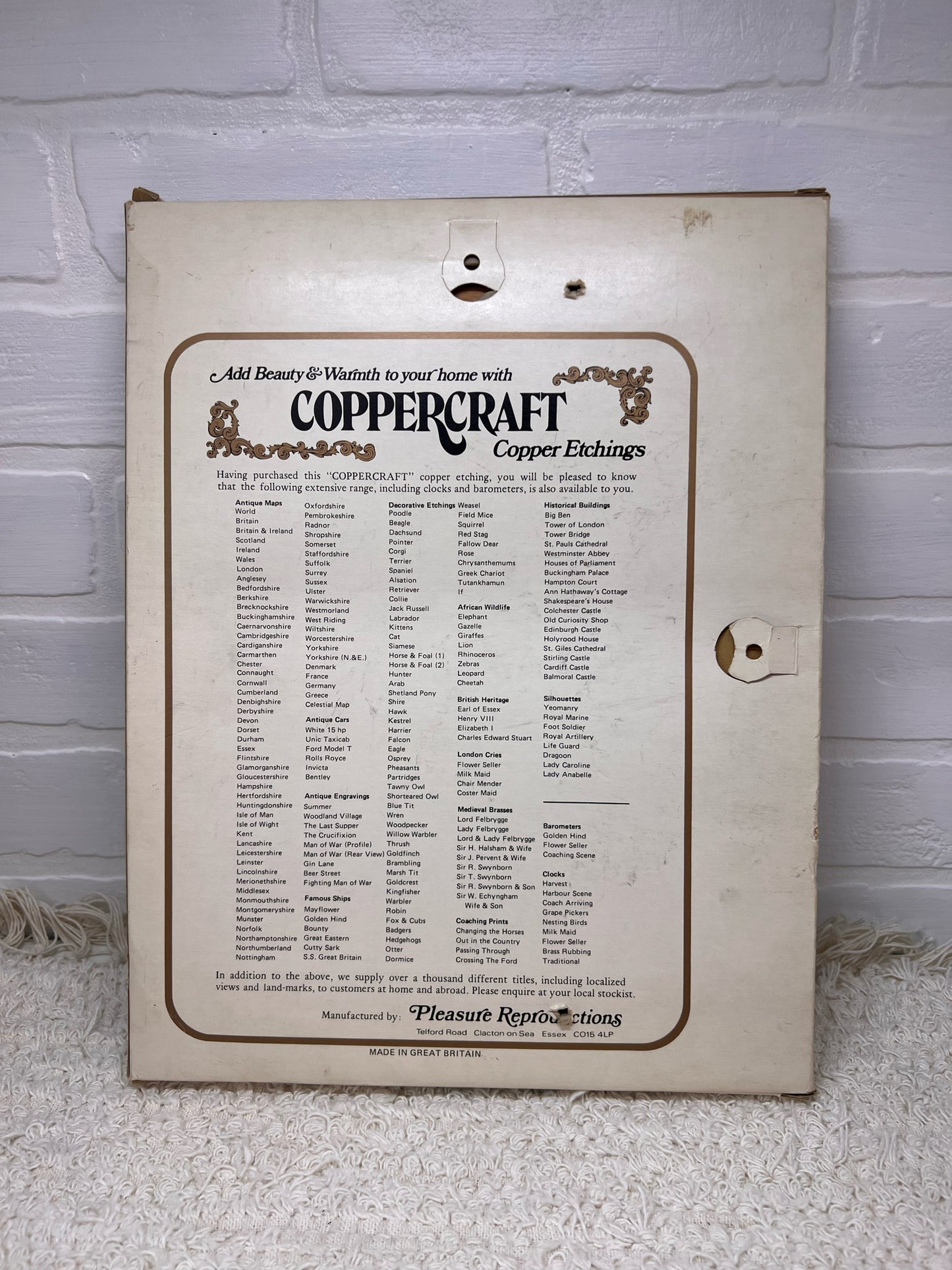 Coppercraft New in Box Framed Brass Etching - The Square - Chagford