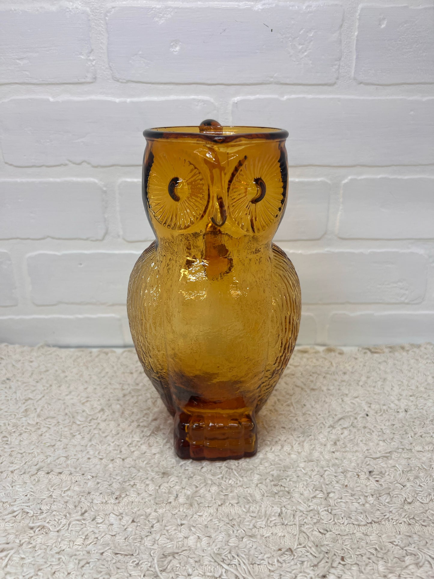Kanawha MCM Amber Glass Owl Pitcher