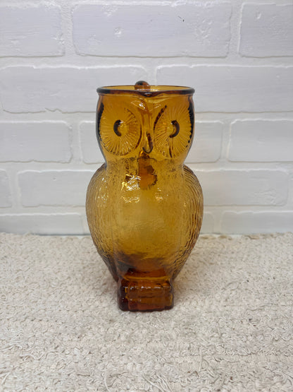 Kanawha MCM Amber Glass Owl Pitcher