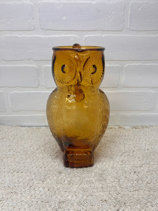 Kanawha MCM Amber Glass Owl Pitcher
