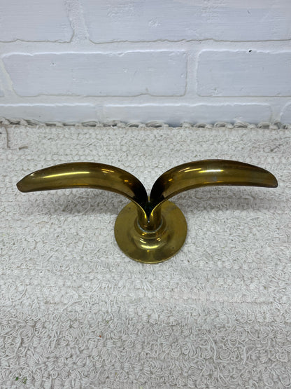 Swedish MCM Brass Lotus Candlestick Holders (Set of 2)