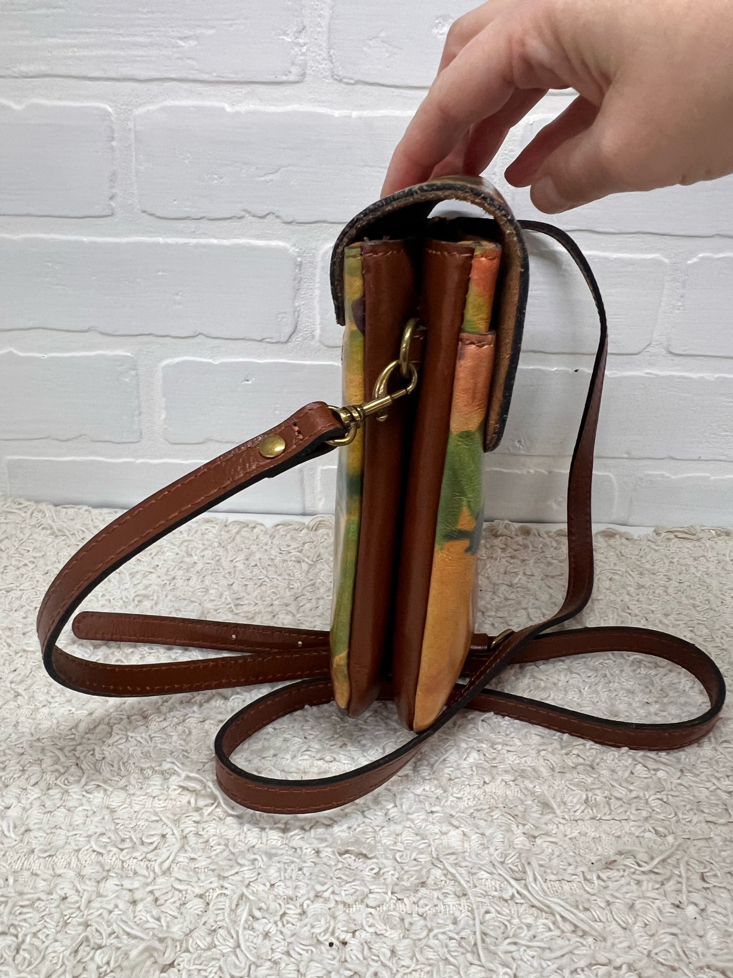 Patricia Nash Vallata Crossbody Bag - Leather with Butterfly Watercolor Print