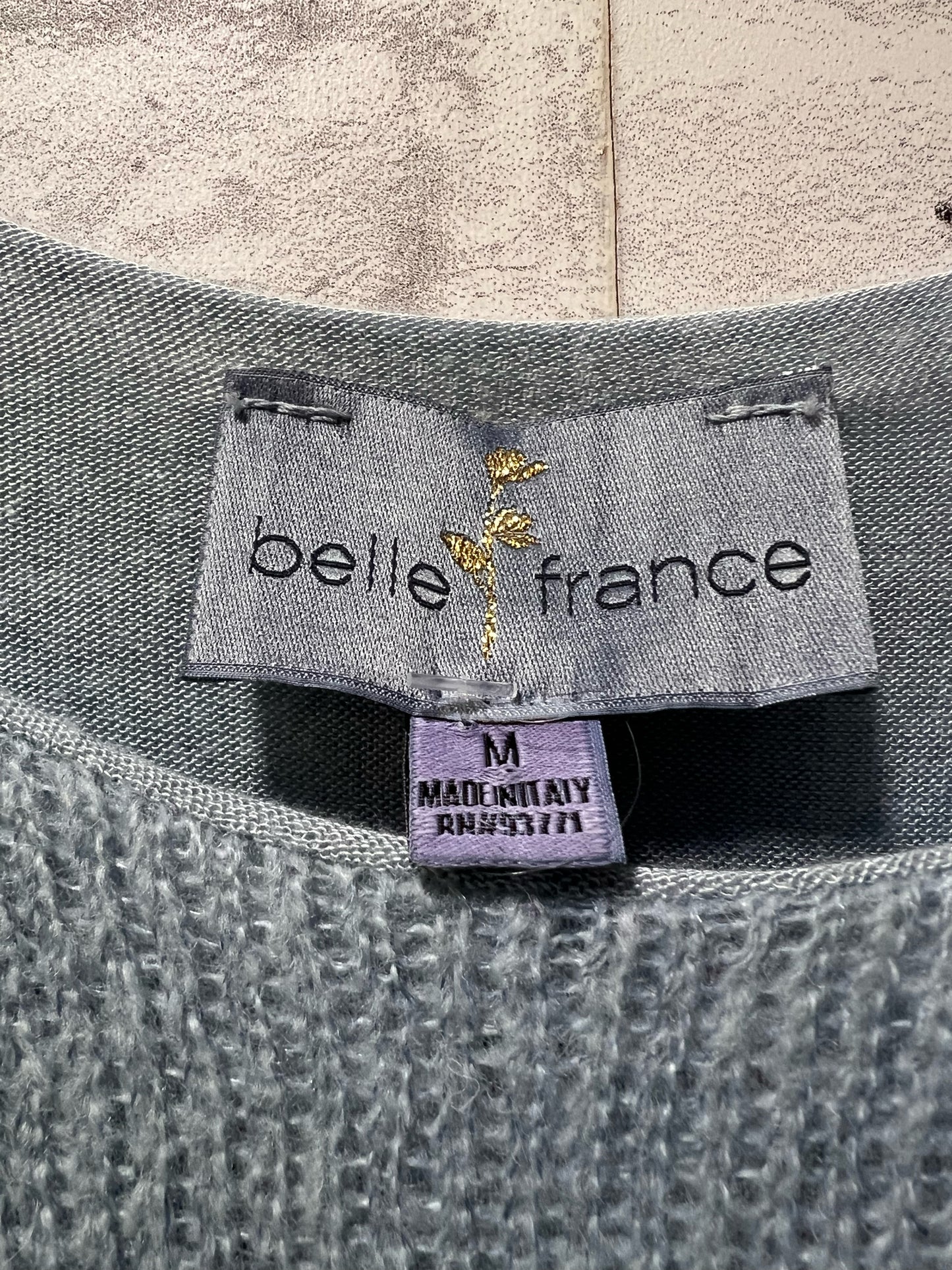 Size M Belle France Mohair Blend Baby Blue Sweater