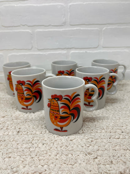 Vintage Mug Set MCM Chickens - Made in Japan