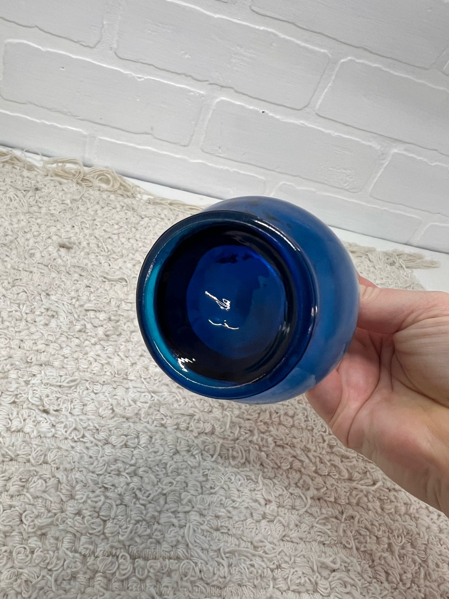 Viking Glass 12" Swung Glass Vase in Blue - MCM Decor