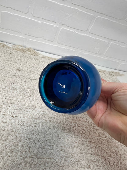Viking Glass 12" Swung Glass Vase in Blue - MCM Decor