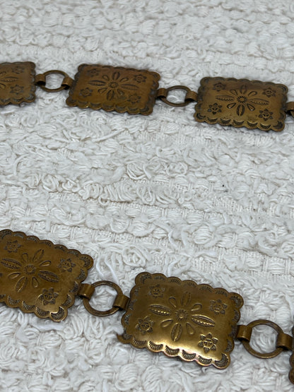 32" Copper Stamped Concho Belt Vintage 1970's
