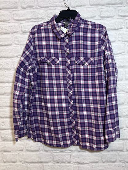 Size 2X Eddie Bauer Purple Plaid Button Down Shirt