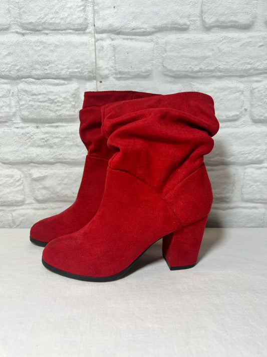 Shoe Size 7.5 Material Girl faux suede red boots