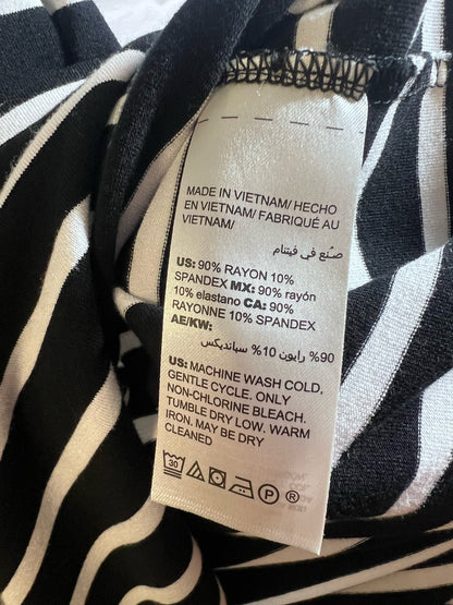Size L Chico's Horizontally Striped Black & White T-Shirt Dress