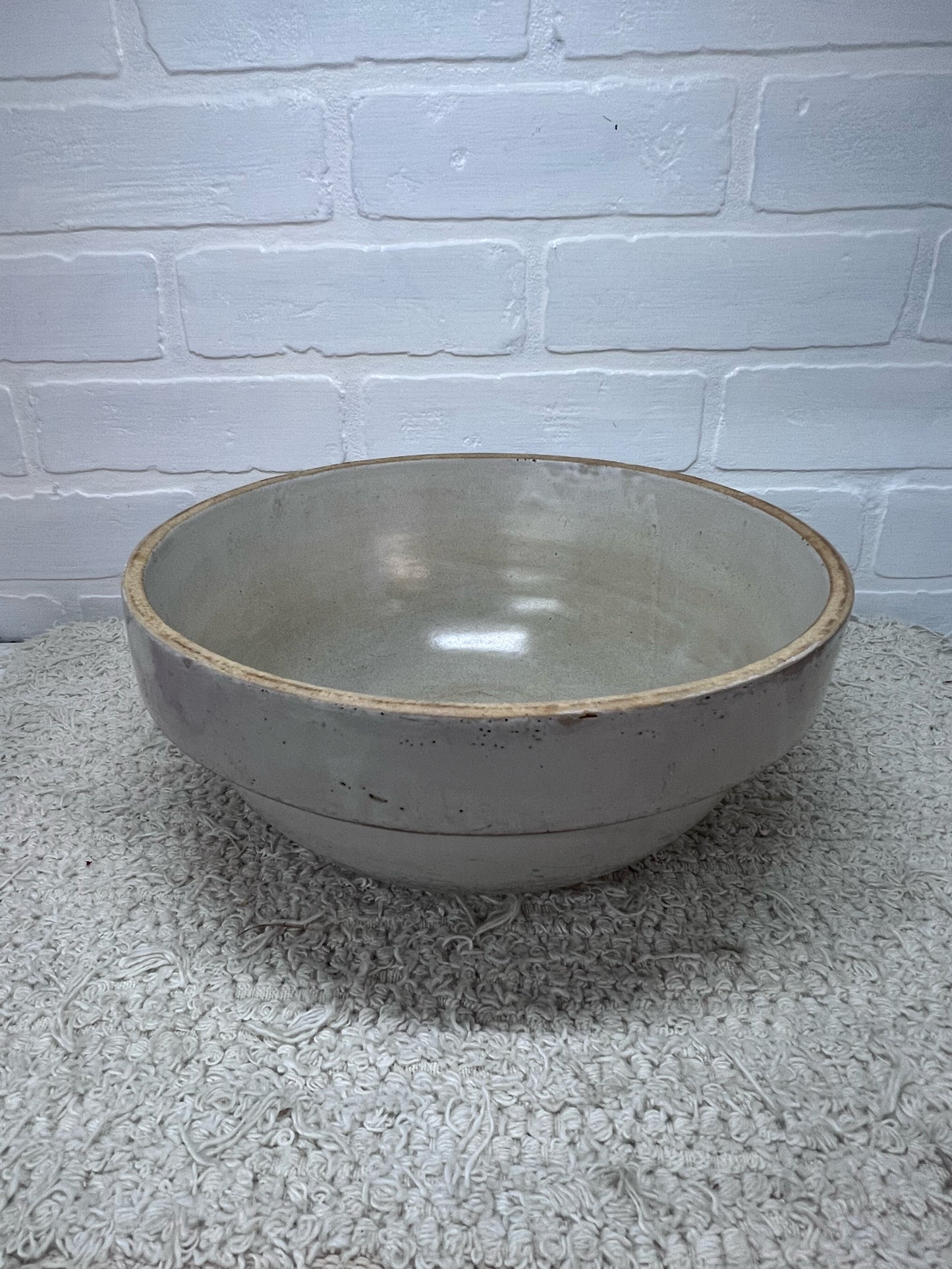 Vintage Stoneware Mixing Bowl - Unmarked & As Is