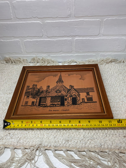 Coppercraft New in Box Framed Brass Etching - The Square - Chagford