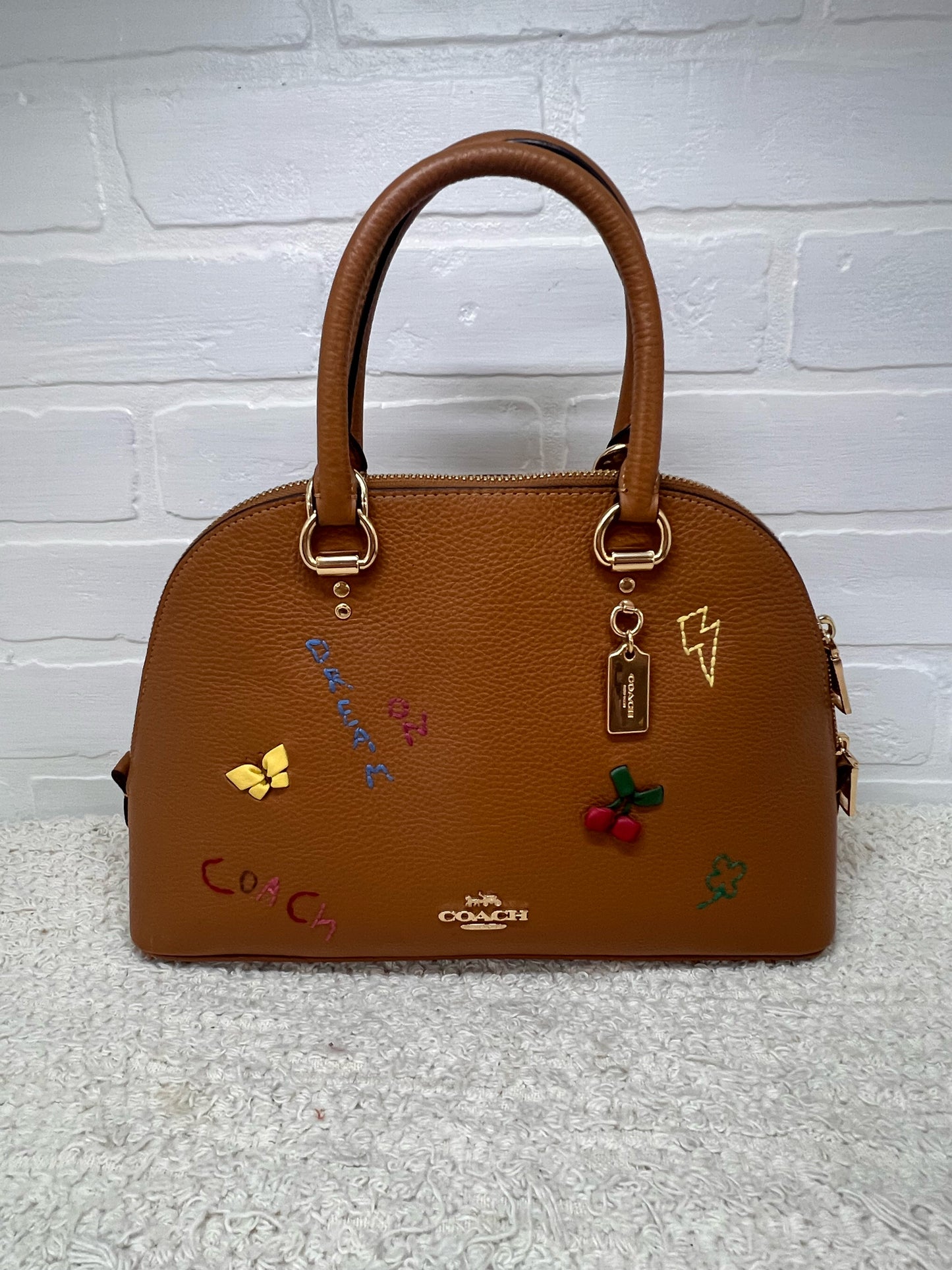 Coach Leather Katy Satchel w/ Diary Embroidery & Coordinating Wallet