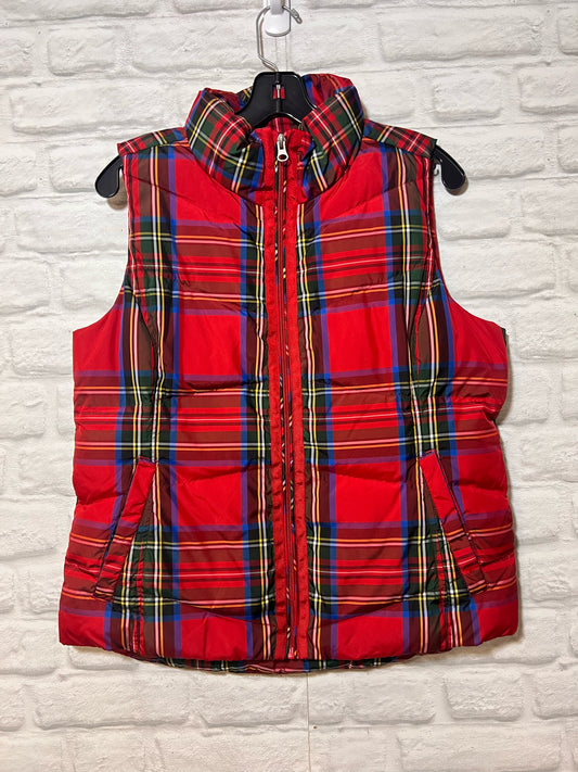 Size M Land's End Red Plaid Down Filled Vest