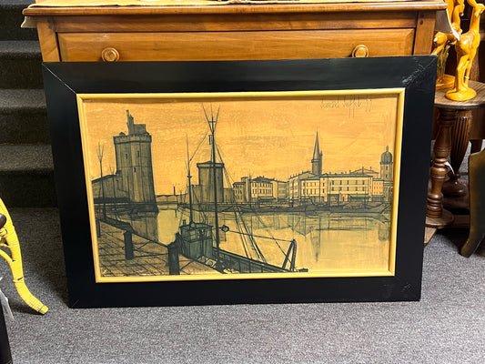 Framed & Signed Bernard Buffet 1955 French Harbor Lithograph