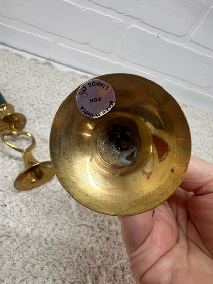Set of 2 Small Brass Open Heart Design Candlestick Holders
