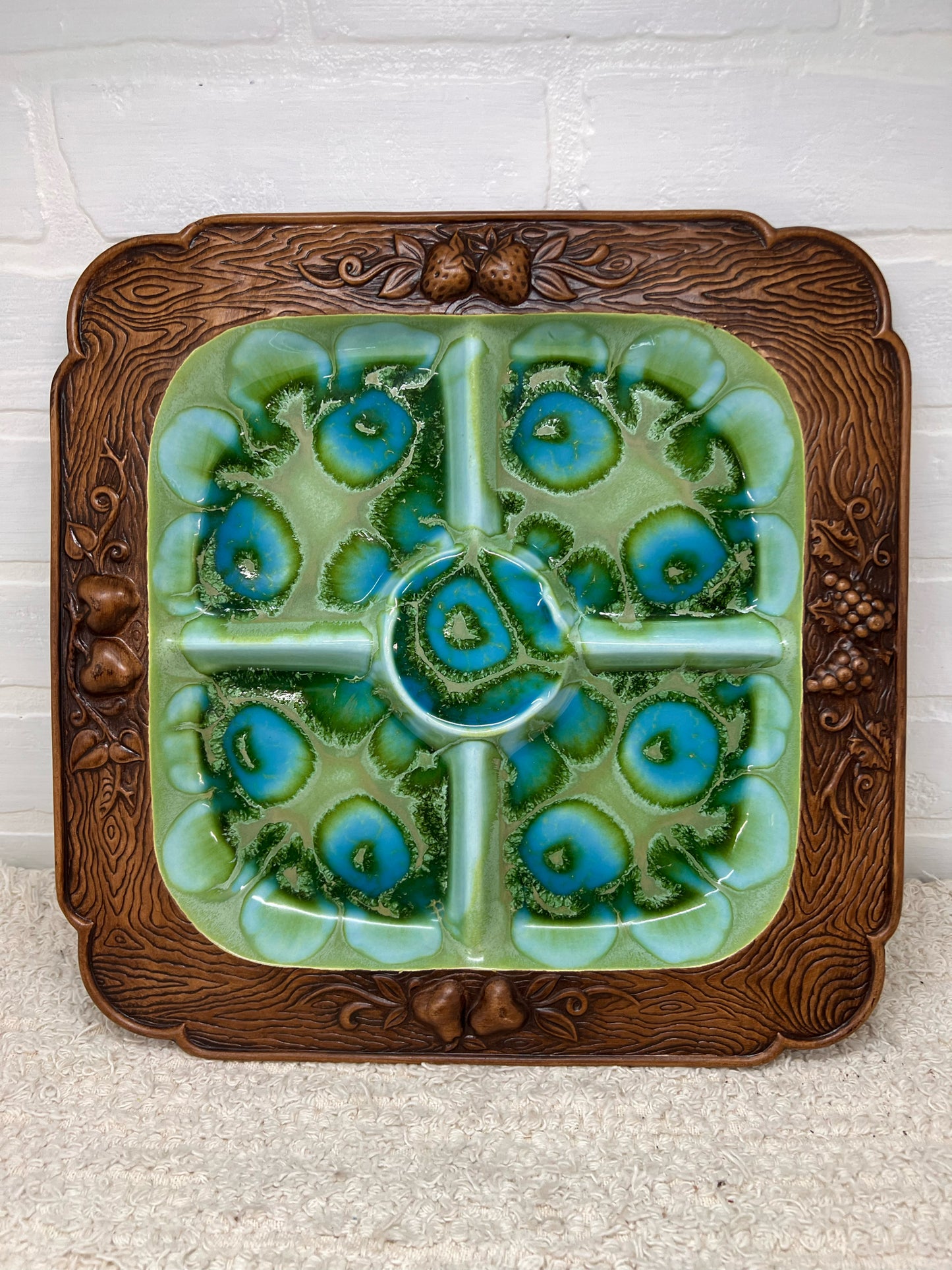 Vintage Treasure Craft Divided Serving Tray - Fruit Motif