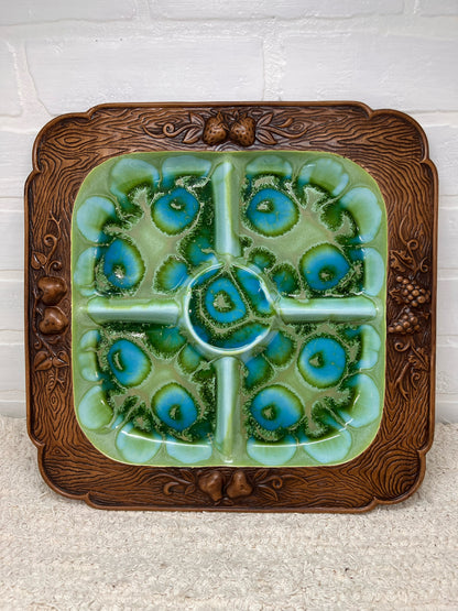 Vintage Treasure Craft Divided Serving Tray - Fruit Motif