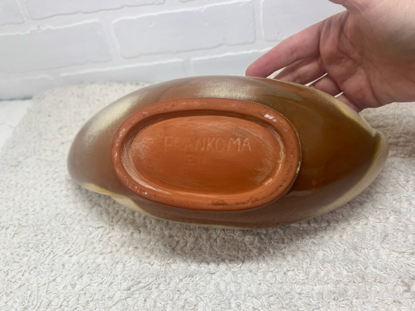 Frankoma Pottery Crescent Shaped Console Bowl