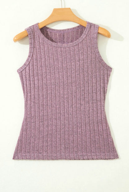 Slim Ribbed Mineral Wash Tank Top - Camel or Bonbon