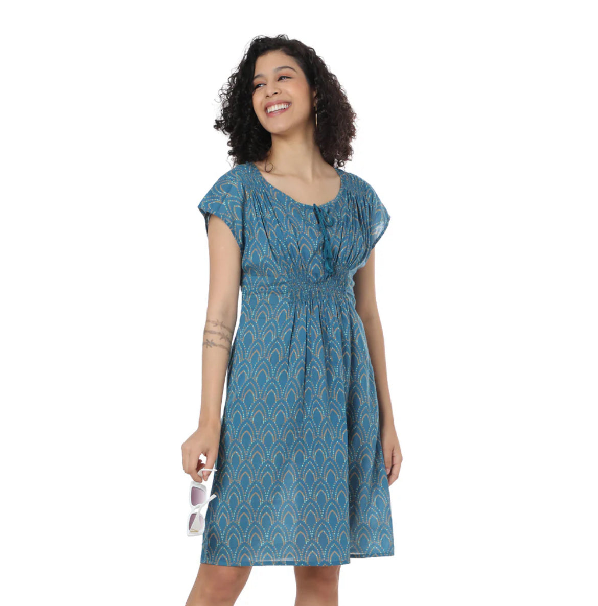 Devil May Care Blue Cotton Dress by Myra Bag