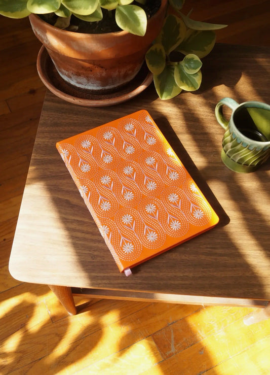 Daisy Chain Embroidered Journal - Hard Cover Notebook