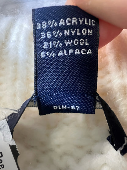 Size 2X Land's End White Cable Knit Sweater Wool/Alpaca Blend