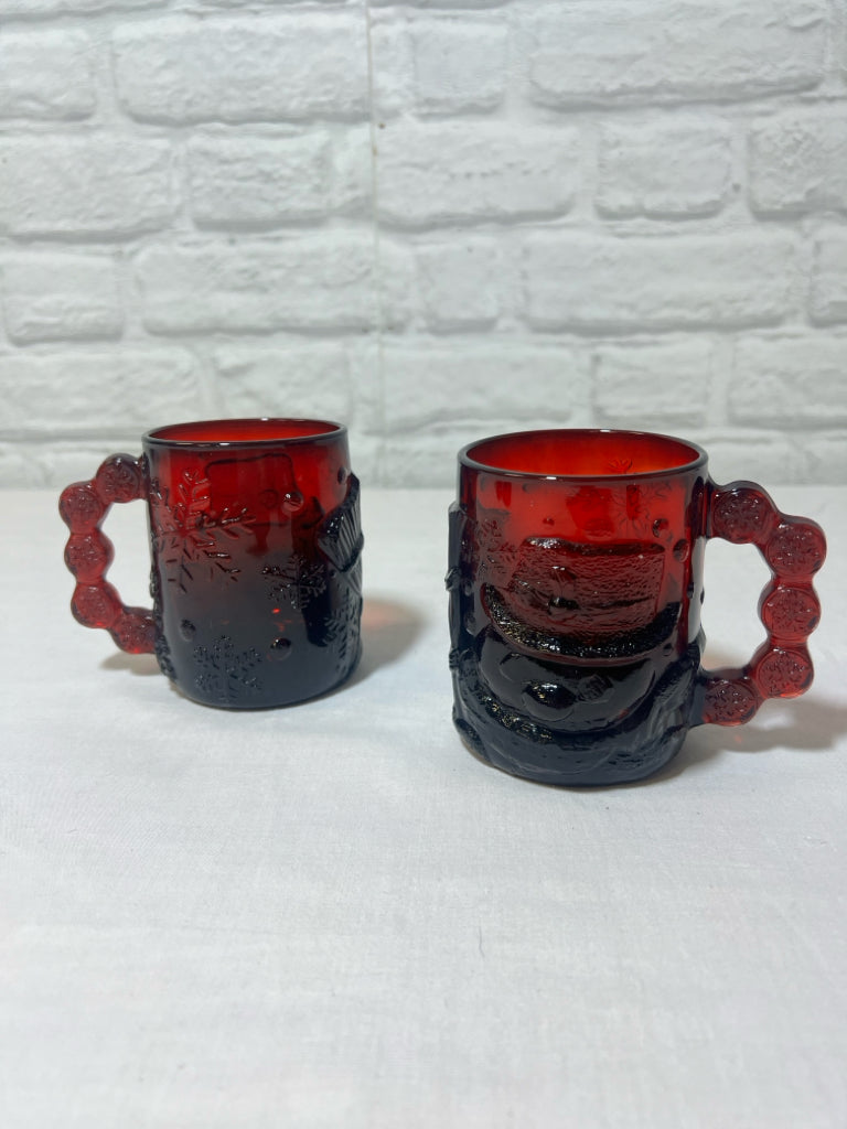 Arocroc France Mug Set (2) ruby snowman