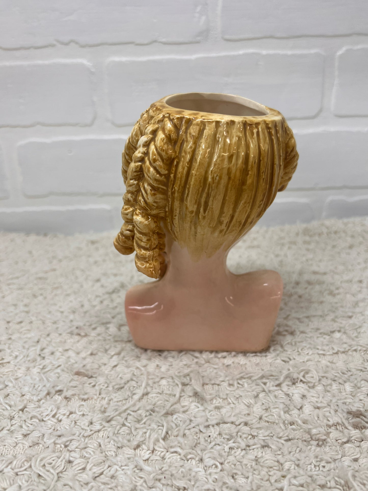 1950's Lady Head Vase Blonde with Sausage Curls